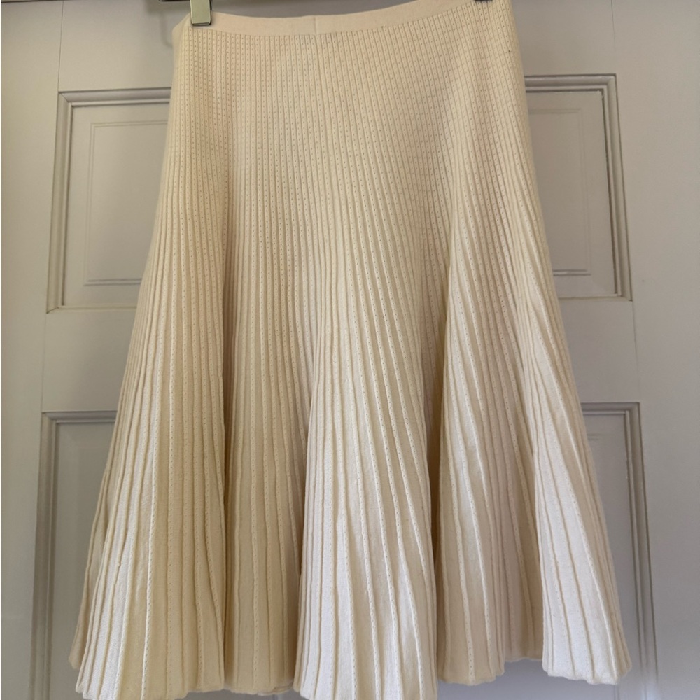 Alaia wool Elegant Cream Pleated Skirt